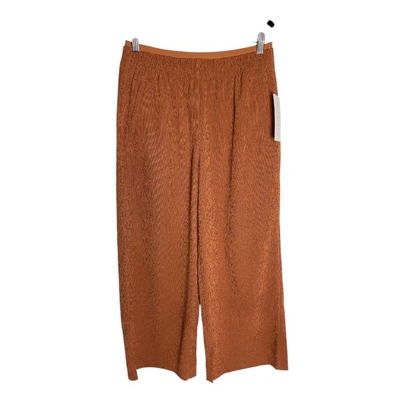 NWT ATHLETA Echo Wide Leg Cropped Ribbed Packable Pants Sunbaked Clay-sz 8 - Picture 1 of 6
